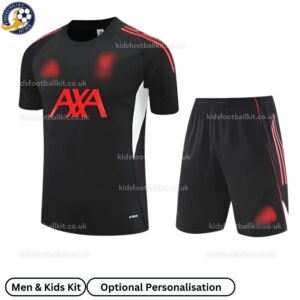 Lvr^_^pooI Training Men & Kids Football Kit 202526 (No Socks) – Black-front view